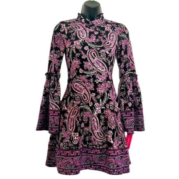 Xhilaration Dresses & Skirts - Xhilaration - Paisley Dress - Black and Purple - XS